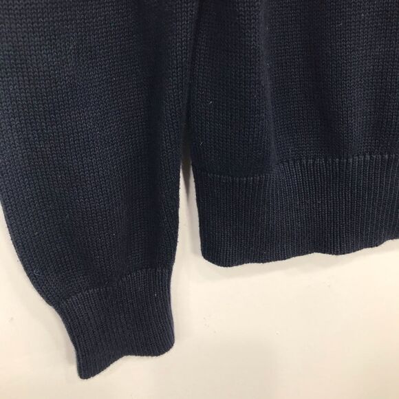 Banana Republic Factory Navy Blue 100% Cotton Quarter Button Pullover Sweater - Picture 8 of 16